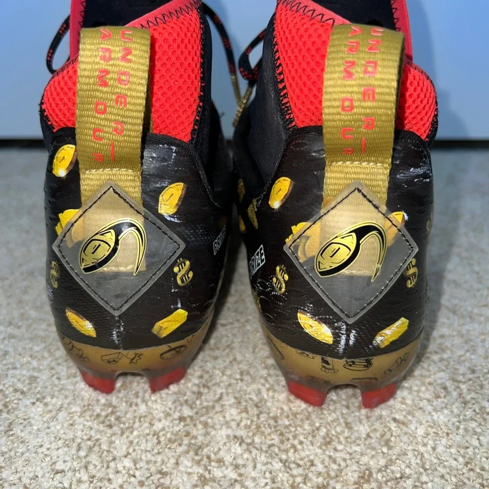 Under‎ Armour Spotlight MC LE Jackpot Football Cleats Men's Size 10.5 Red Gold